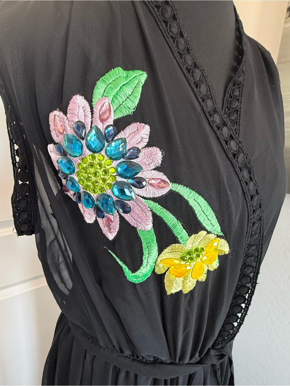 NWT Manuel Del Rei Made in Italy Floral Beaded Viscose Maxi Dress IT42 US6 Y18